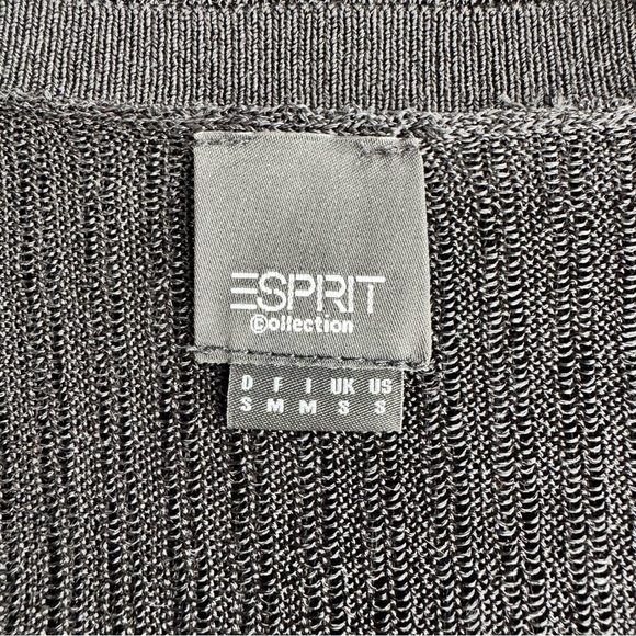 VINTAGE‎ ESPRIT Sheer V Neck Sweater Size XS Black Pullover Lurex Knit Rave EDM - Picture 3 of 11